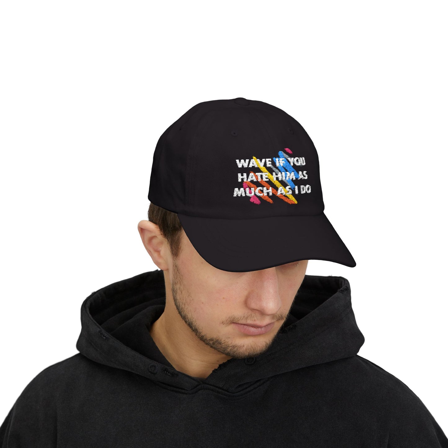 Wave if You Hate Him as Much as I do Rainbow Embroidered Classic Dad Cap, Trendy Adjustable Cap