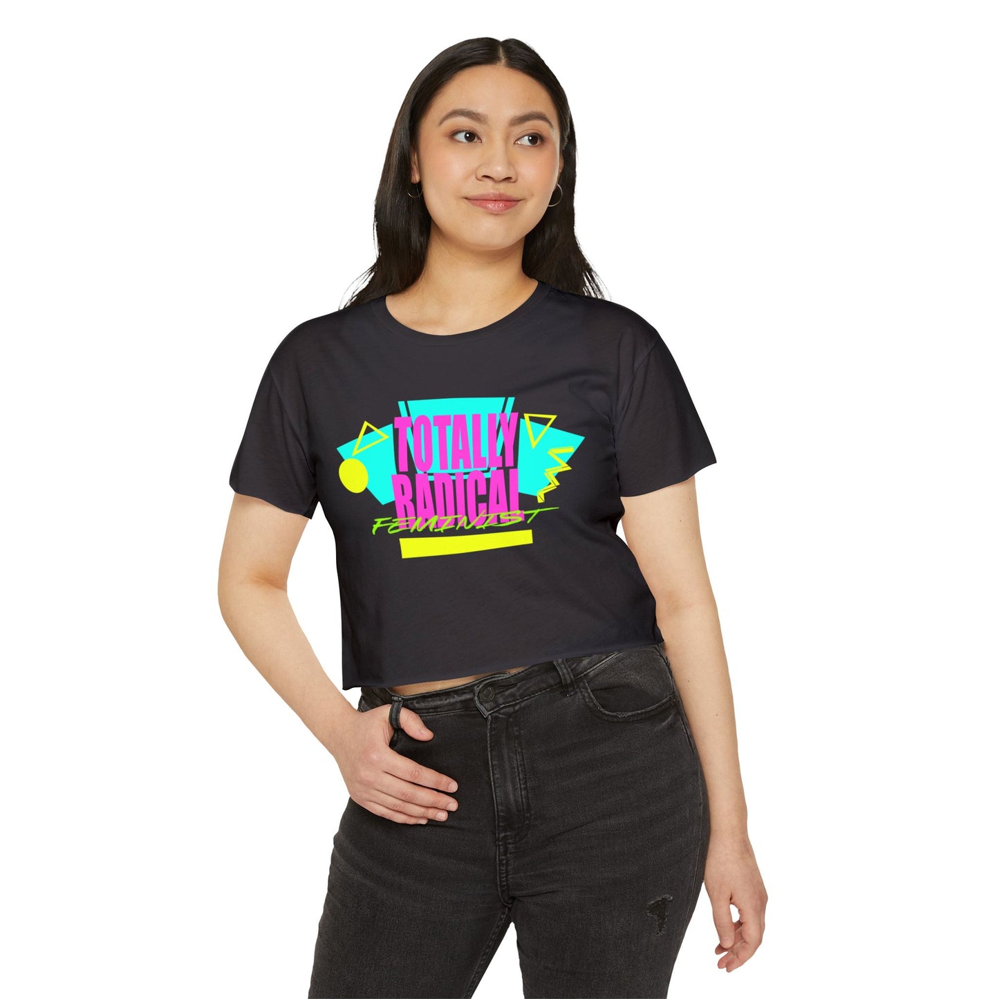 Retro Vibes Feminist Women's Festival Crop Top, Totally Radical 80s Shirt, Summer Festival Tee, Boho Style Top, Gift for Music Lovers
