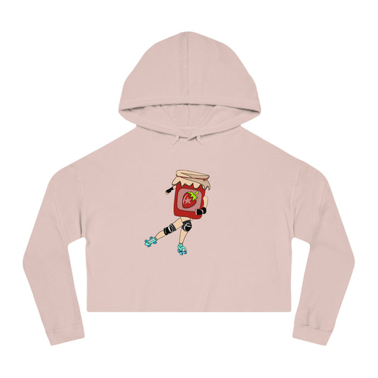 Strawberry Jammer Women Cropped Hooded Sweatshirt