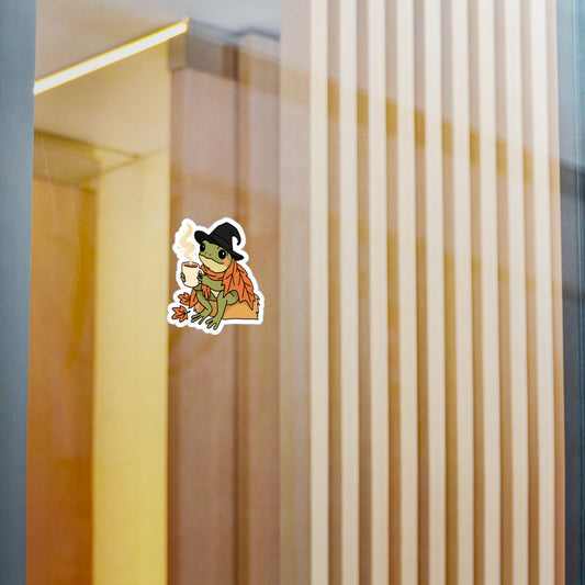 Charming Fall Frog Vinyl Decal - Perfect for Home Decor, Laptop Stickers, Seasonal Gifts, Halloween, Cozy Vibes