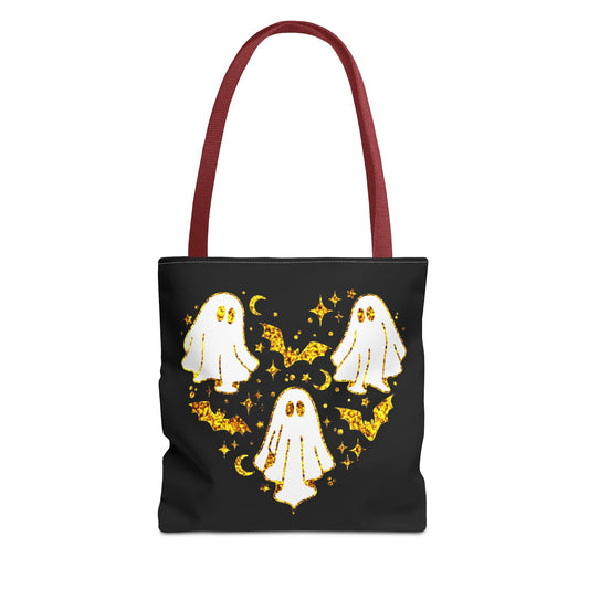 Spooky Ghost Heart Tote Bag - Perfect for Halloween, Trick or Treat, Gift for Kids, Witchy Vibes, Cute Accessory
