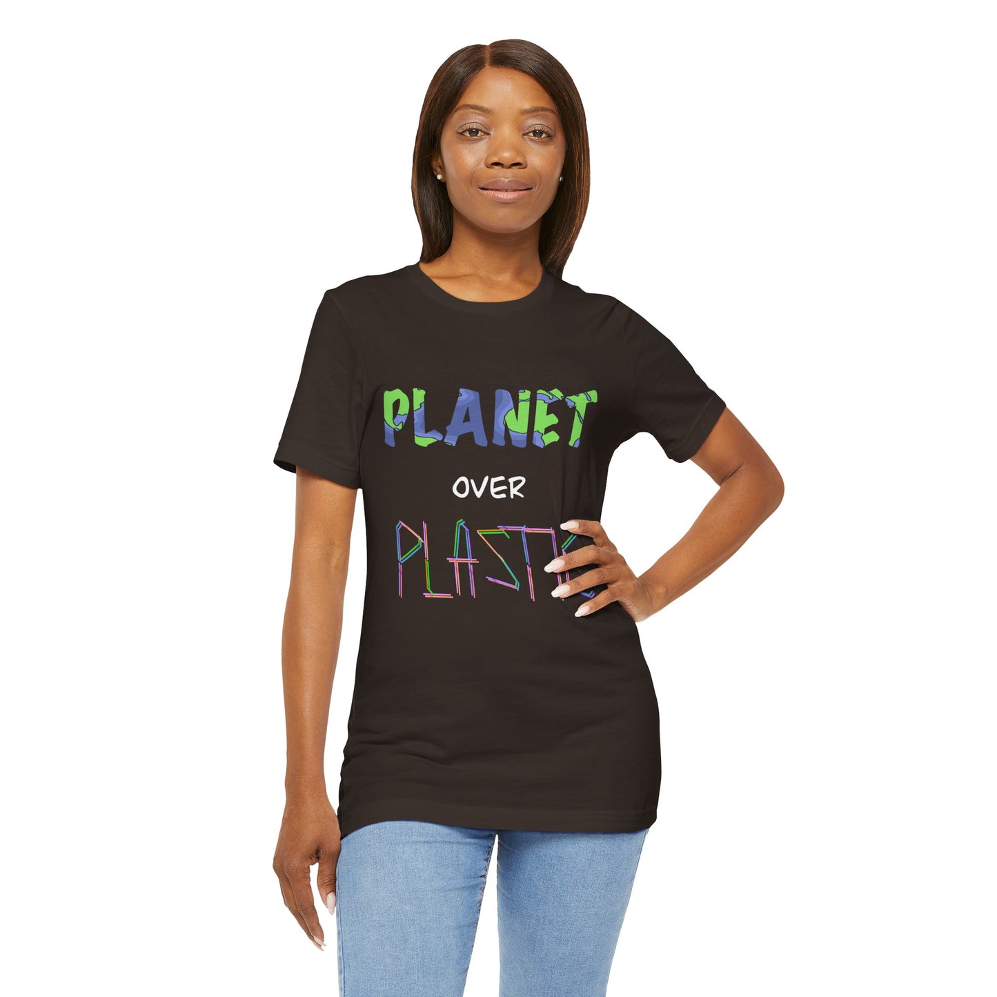 Planet Over Plastic Eco-Friendly Shirt, Planet Over Plastic Tee, Earth Day Gift, Environmental Awareness Clothing