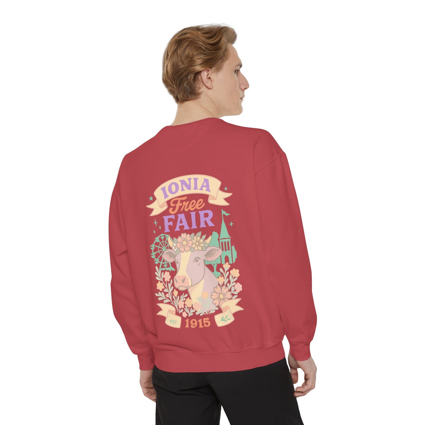 Ionia Fair Unisex Garment-Dyed Sweatshirt, Cozy Sweatshirt, Graphic Sweatshirt, Festival Attire, Vintage Feel, Gift for Fair Lovers