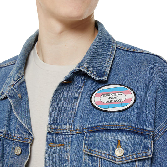 Trans Pride Derby Iron-On Patches, LGBTQ+ Accessories, Sports Apparel, Denim Jacket Decor, Affirmation Patch, Customizable Designs
