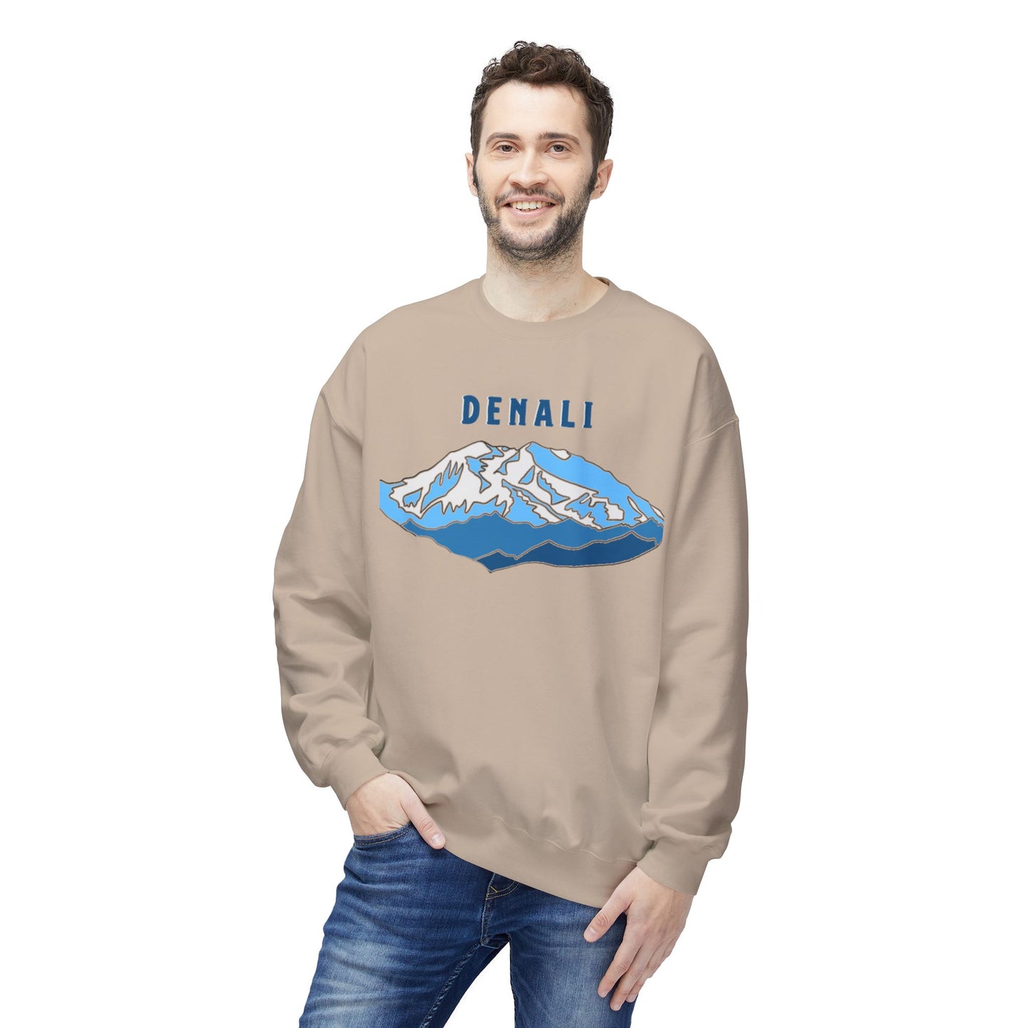Denali Mountain Crewneck Sweatshirt, Unisex Fleece Sweatshirt, Cozy Winter Apparel, Great for Outdoors, Perfect Gift