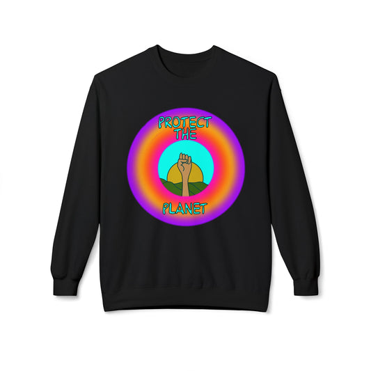 Protect the Planet Crewneck Sweatshirt, Eco-Friendly Sweatshirt, Earth Day Gift, Unisex Fleece Top, Activist Apparel, Comfortable Casual