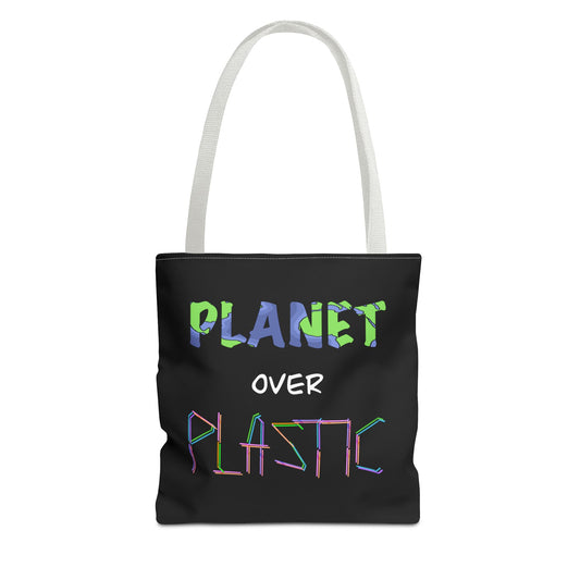 Eco-Friendly Tote Bag, Sustainable Shopping Bag, Planet Over Plastic Bag, Reusable Grocery Bag, Earth Day Gift, Eco-Conscious Accessory