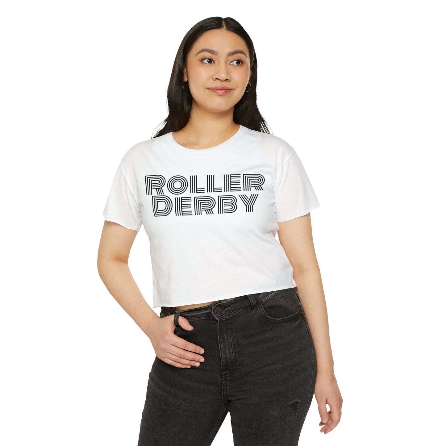Roller Derby Festival Crop Top, Trendy Summer Tee, Edgy Graphic Shirt for Women, Perfect for Festivals, Gifts for Skaters