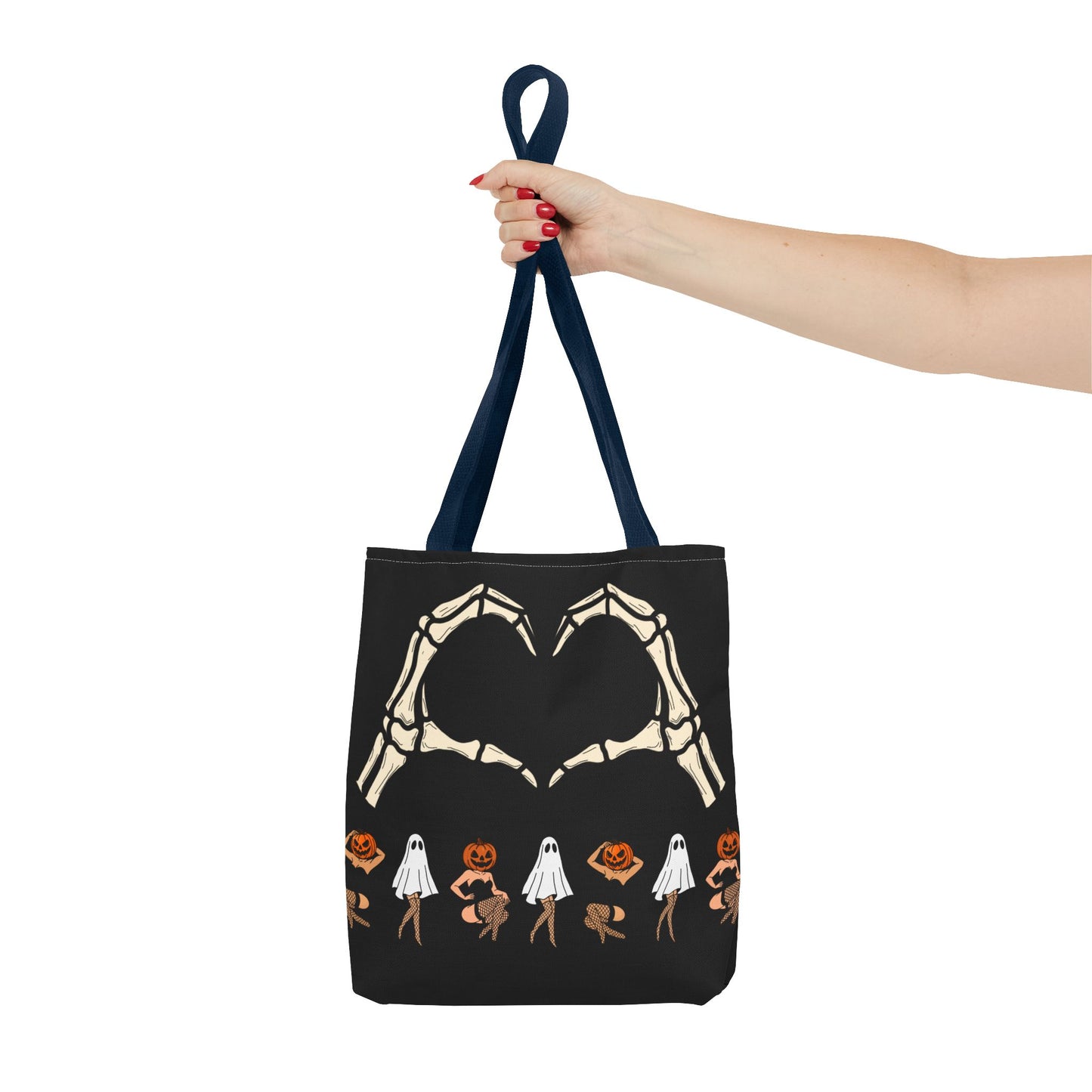 Halloween Skeleton Love Tote Bag, Spooky Tote, Ghost and Pumpkin Bag, Trick or Treat, Fall Fashion Accessory