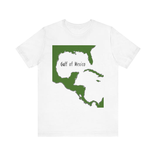 Gulf of Mexico Map Tee, Relaxed Unisex Jersey Shirt, Ocean Lover Gift, Beach Vacation Shirt, Summer Travel Tee, Nautical Apparel
