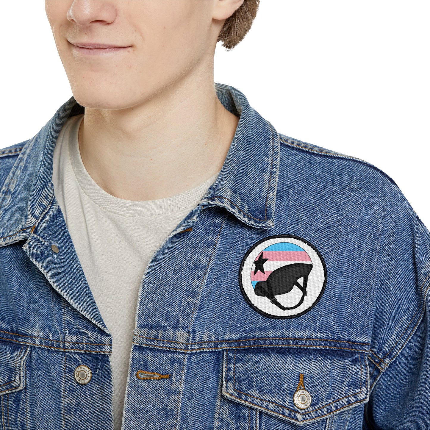 Trans Jammer Pride Iron-On Patches - LGBTQ+ Helmet Design, Fashion Accessory, Jacket Embellishment, Gift for Activists, Pride Celebration