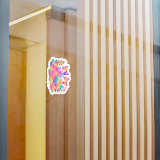 Subtle Anti Trump Rainbow Cat Vinyl Decals, Cute Stickers for Cat Lovers, Colorful Wall Decor for Home, Gift for She/Her, Pet Lovers