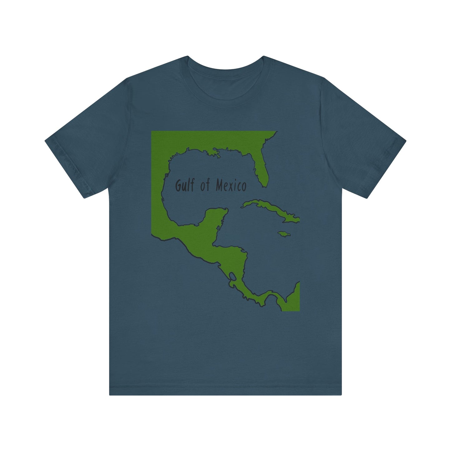 Gulf of Mexico Map Tee, Relaxed Unisex Jersey Shirt, Ocean Lover Gift, Beach Vacation Shirt, Summer Travel Tee, Nautical Apparel