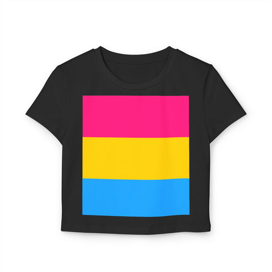 Pansexual Pride Colors Baby Tee, Feminist T-Shirt, LGBTQ+ Awareness Top, Casual Summer Tee, Gift for Pride Month, Cute Crop Top