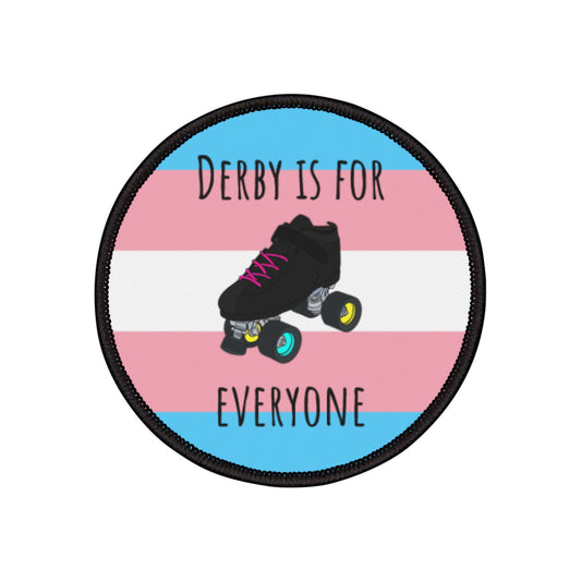 Trans Inclusive Derby Iron-On Patches, LGBTQ+ Roller Skating, Fun Patches for Jackets, Gear Accessories, Gift for Skaters, Pride Support