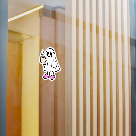 Dead Tired Cute Ghost Vinyl Decals, Fun Stickers for Laptop, Phone, Water Bottle, Halloween Decor, Kawaii Home Decor