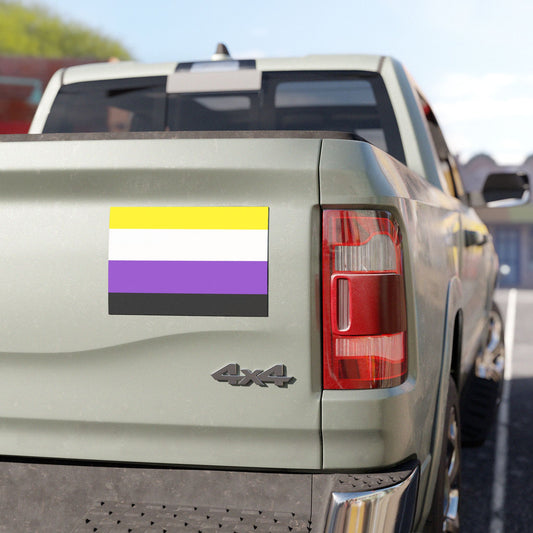 Nonbinary Pride Car Magnets, LGBTQ+ Support Magnetic Decals, Rainbow Car Accessories, Cute Vehicle Decor, Colorful Bumper Stickers