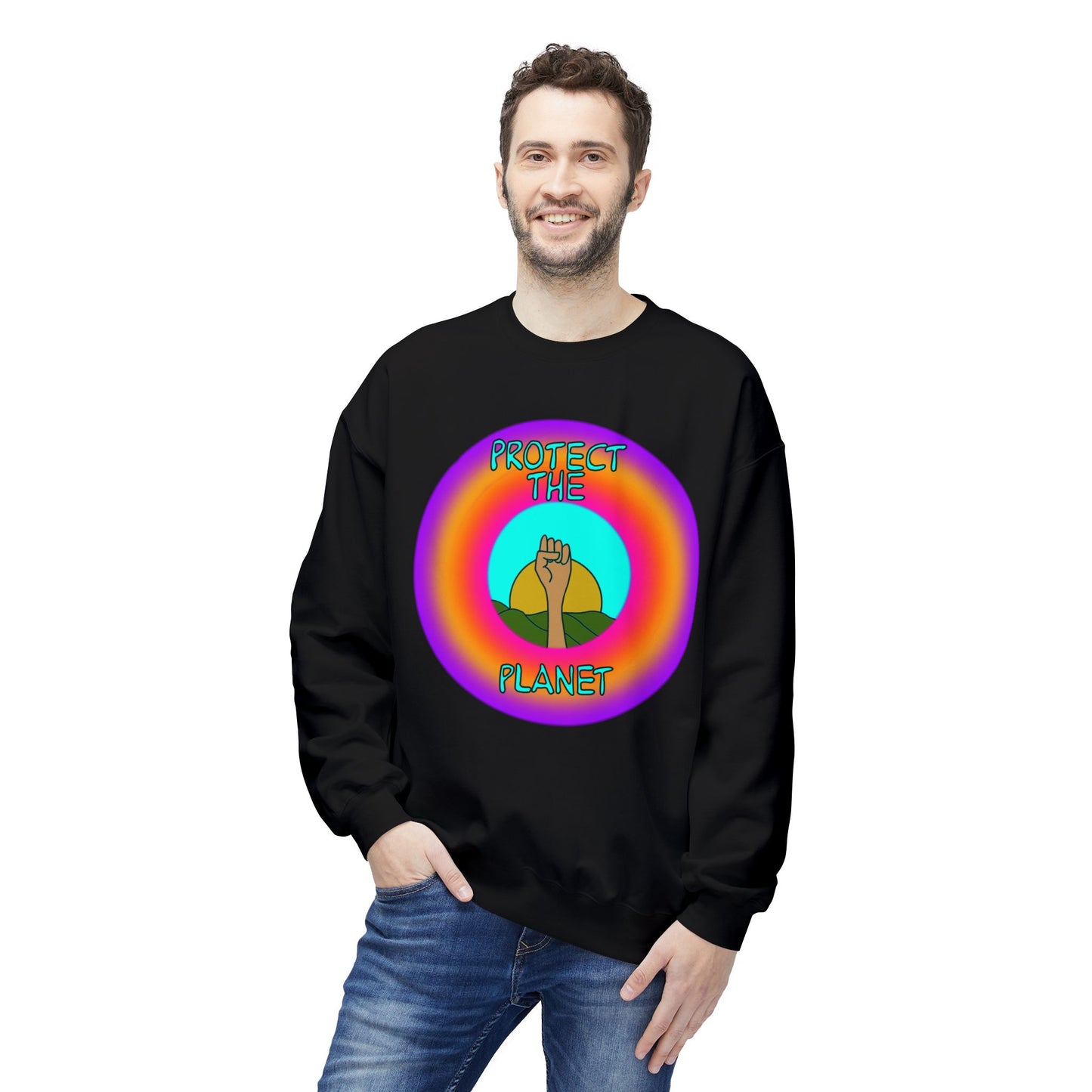 Protect the Planet Crewneck Sweatshirt, Eco-Friendly Sweatshirt, Earth Day Gift, Unisex Fleece Top, Activist Apparel, Comfortable Casual
