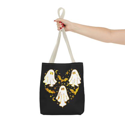 Spooky Ghost Heart Tote Bag - Perfect for Halloween, Trick or Treat, Gift for Kids, Witchy Vibes, Cute Accessory