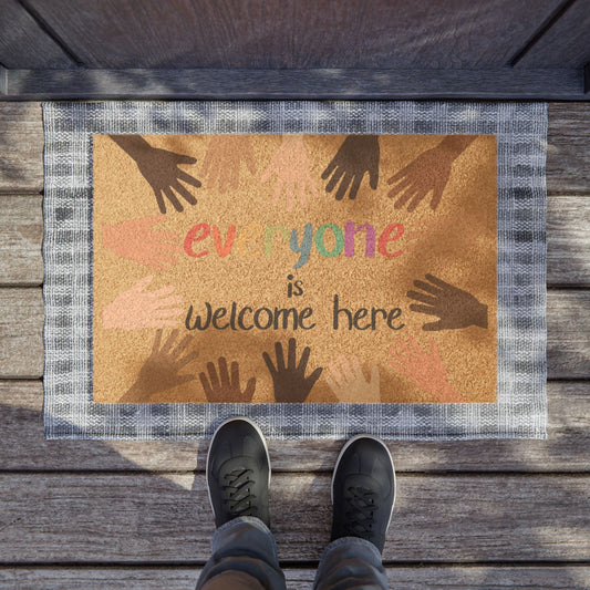 Inclusive Welcome Doormat, Colorful Entry Rug, Family Home Decor, Housewarming Gift, All Are Welcome Mat
