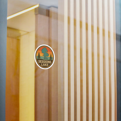 Retro Sessions Lake Vinyl Decal, Nature Sticker for Water Bottles, Laptop, Car, Lodge Decor, Great Gift for Outdoor Lovers