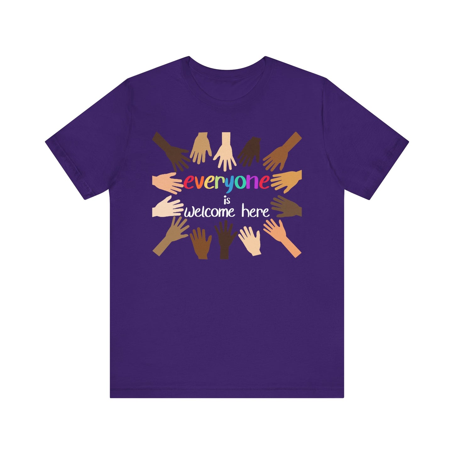 Inclusive Hands T-Shirt | Everyone is Welcome Here | Unisex Jersey Tee for Community Events, Awareness Campaigns, Gifts