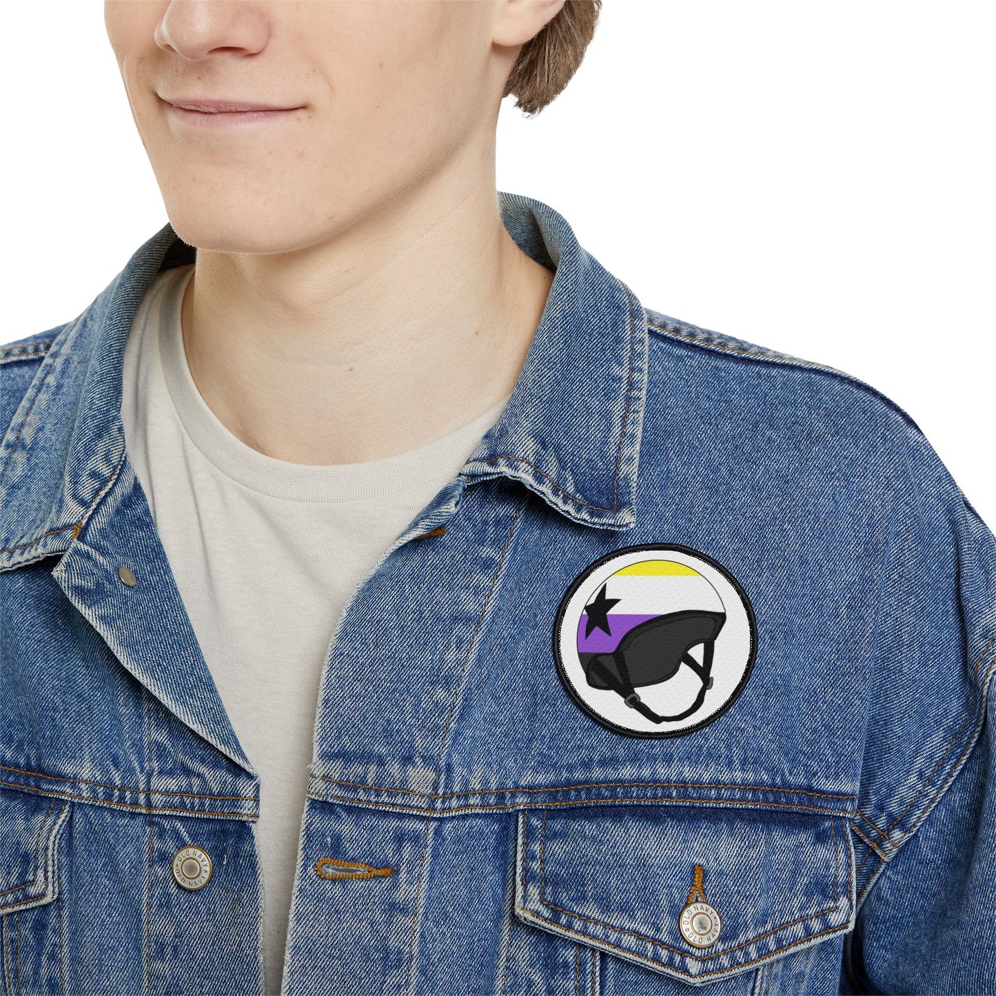 Non Binary Jammer Derby Iron-On Patches Helmet and Bags, Motorcycle Patches, Fun DIY Embellishments, Gift for Bikers, Pride Gear