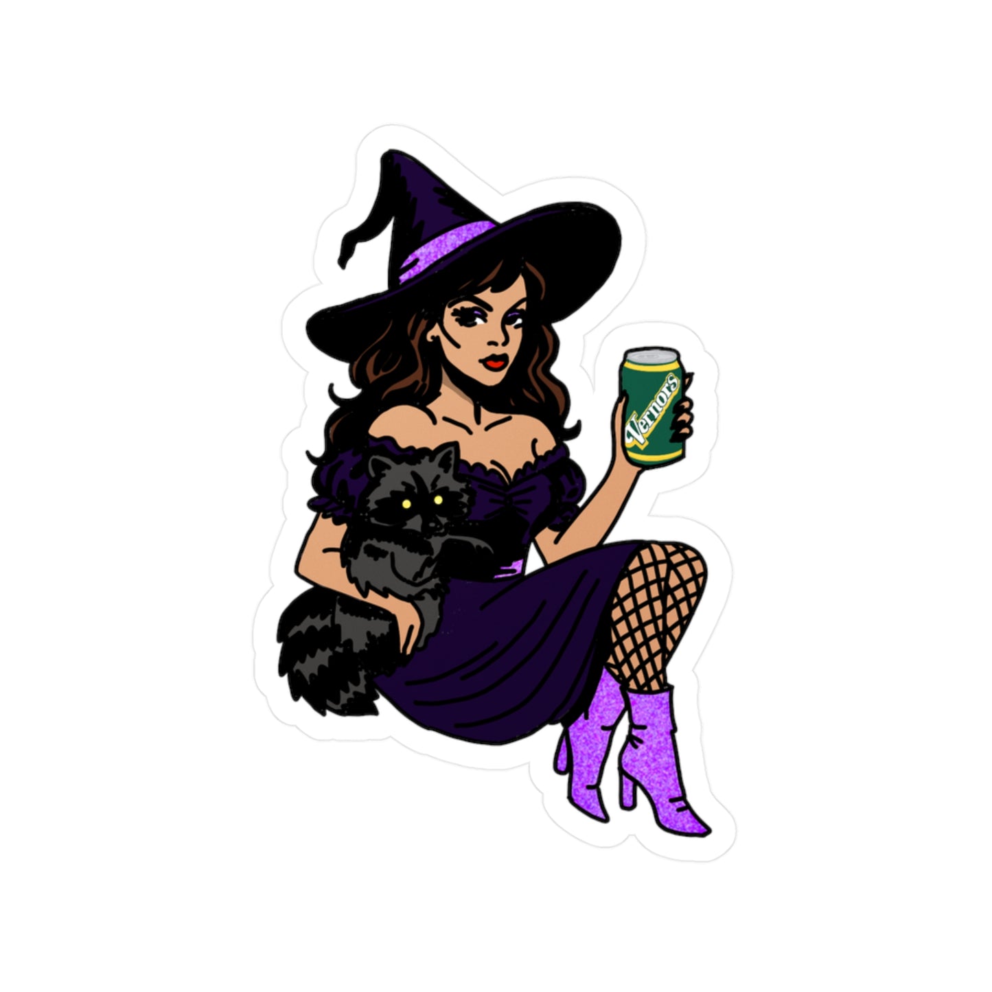 Vinyl Decal - Midwest Witch with Raccoon and Vernors