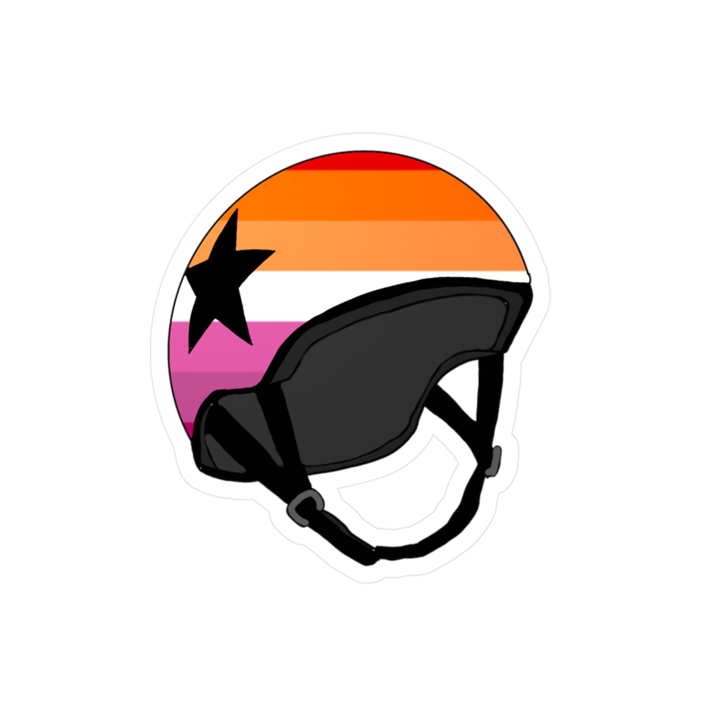 Lesbian Pride Jammer Helmet Kiss-Cut Vinyl Decals | Trendy Stickers for Sports Lovers, Pride, Home Decor, Gifts,  Outdoors