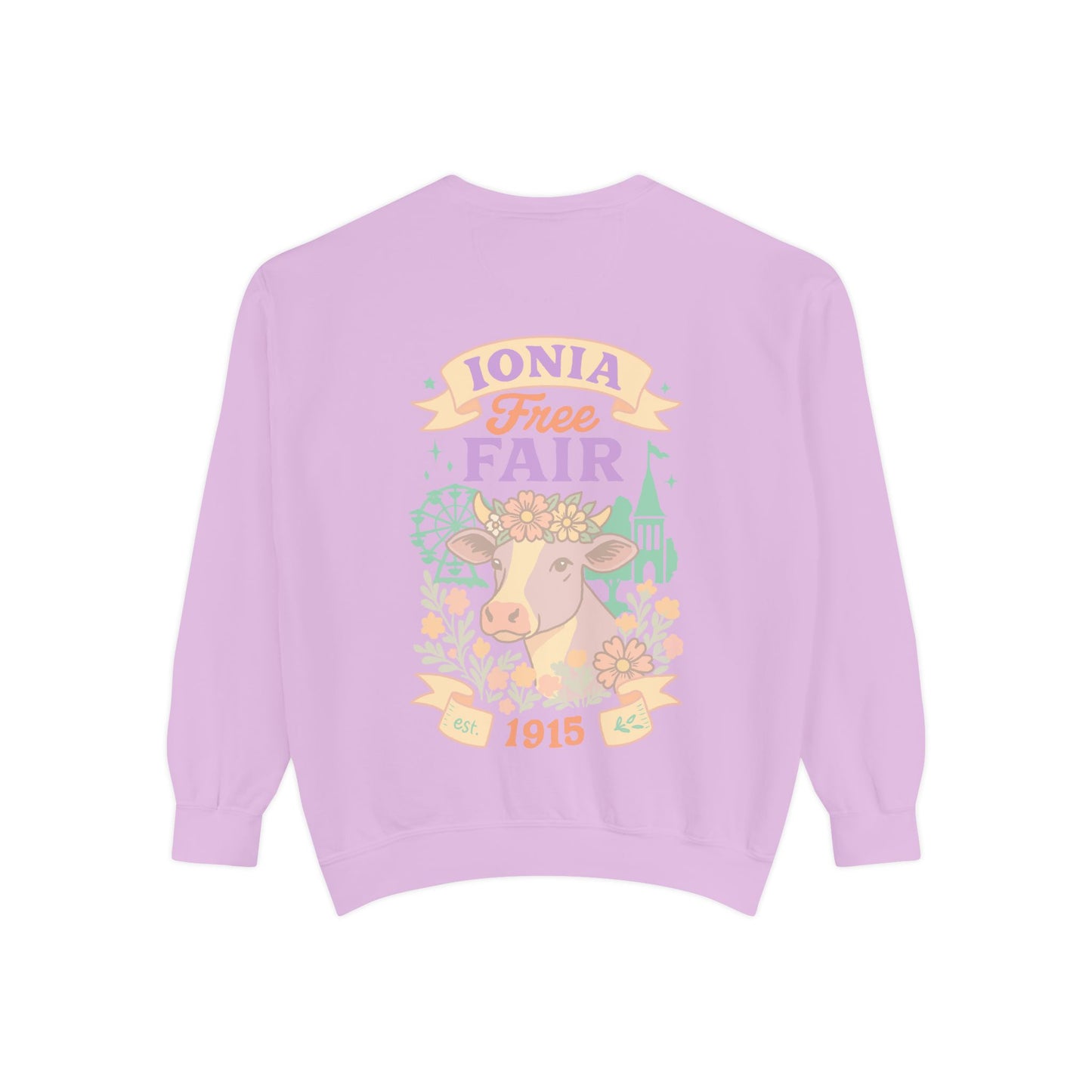 Ionia Fair Unisex Garment-Dyed Sweatshirt, Cozy Sweatshirt, Graphic Sweatshirt, Festival Attire, Vintage Feel, Gift for Fair Lovers