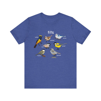 Bird Lover Tee Tits with Vintage Bird Illustrations, Nature Enthusiast Shirt, Gift for Birdwatchers, Eco-Friendly Fashion, Cute Graphic Tee,