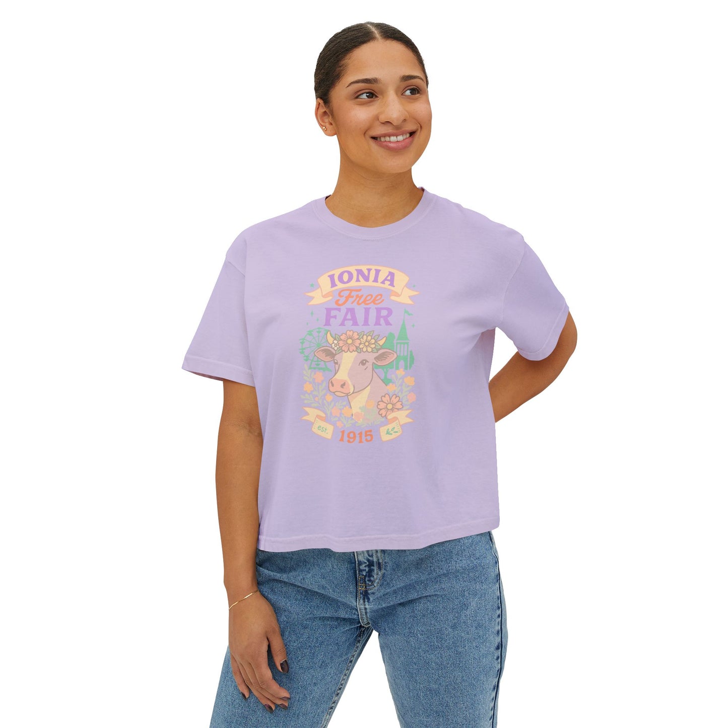 Vintage Ionia Free Fair Women's Boxy Tee, Casual Summer T-Shirt, Graphic Tee, Festival Shirt, Gift for Her