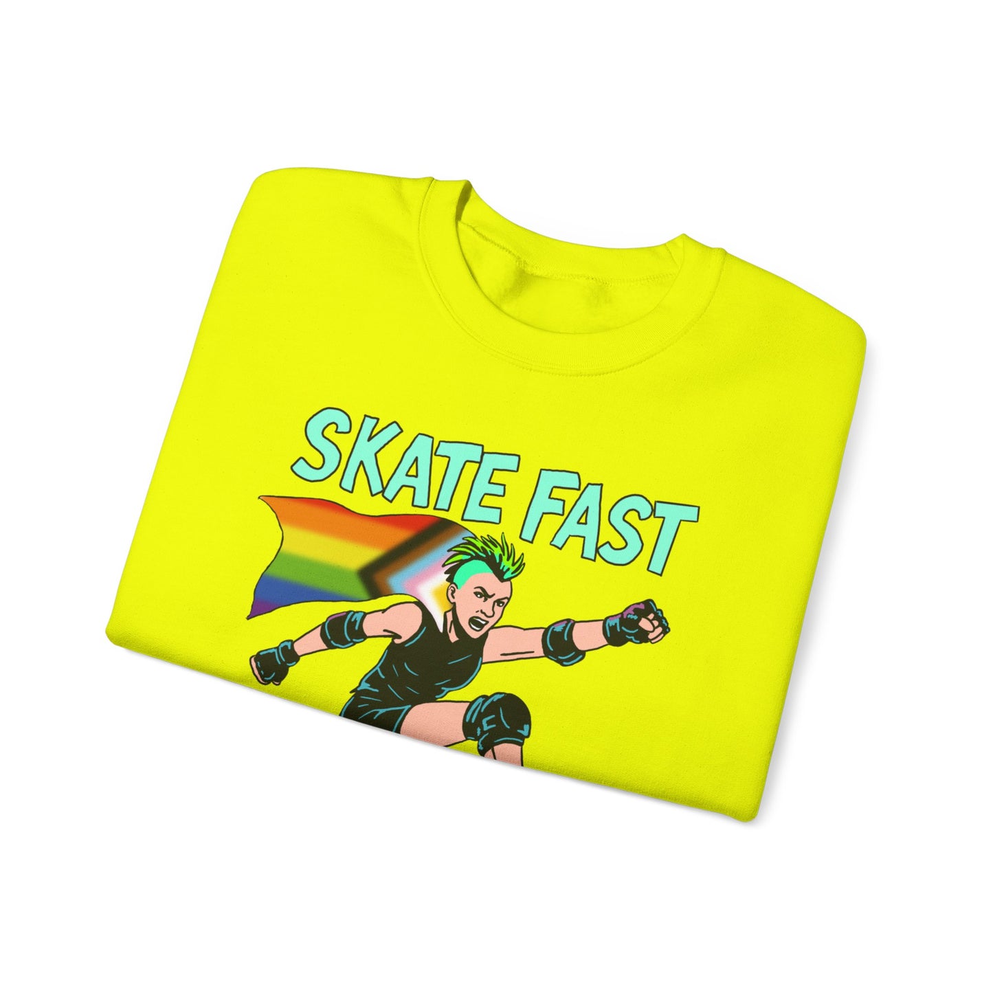 Skater Punk Sweatshirt with Progressive Pride Flag Cape - Crewneck