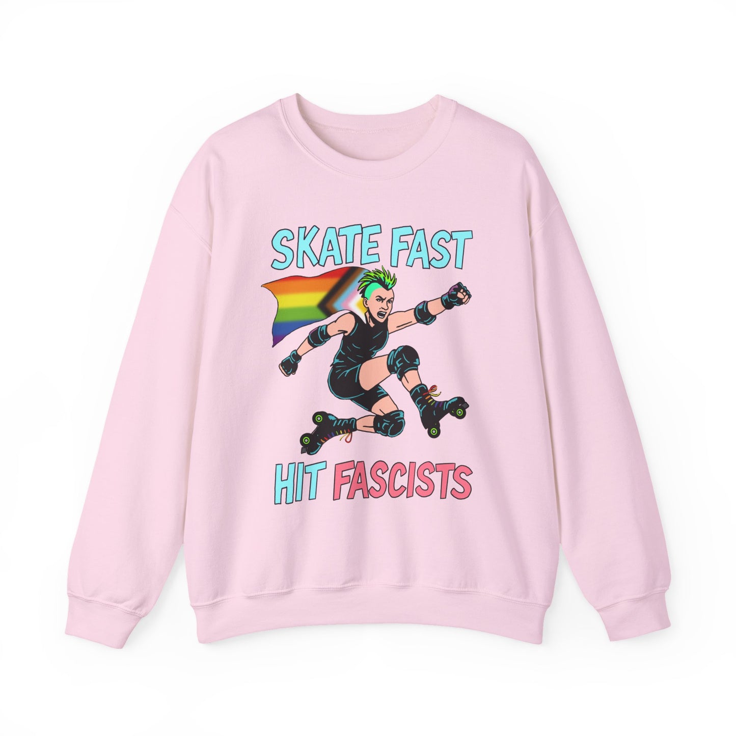 Skater Punk Sweatshirt with Progressive Pride Flag Cape - Crewneck