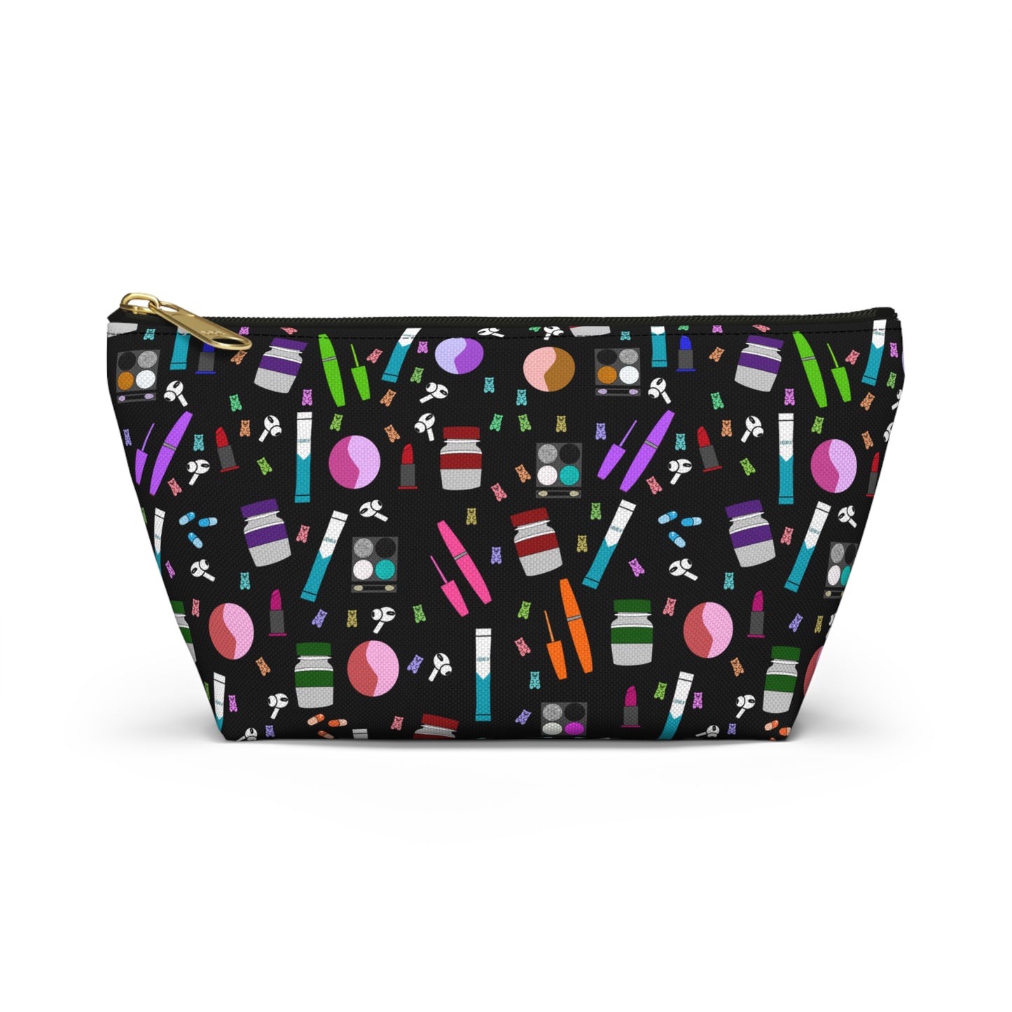 Black Skate Bout Day Pouch, Makeup Bag, Travel Organizer, Holiday Gift, Fashion Pouch, Kid's Gift, Fun Clutch