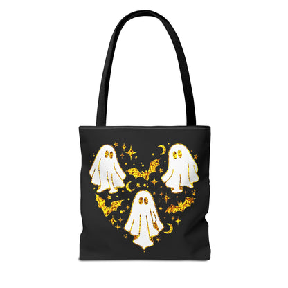Spooky Ghost Heart Tote Bag - Perfect for Halloween, Trick or Treat, Gift for Kids, Witchy Vibes, Cute Accessory