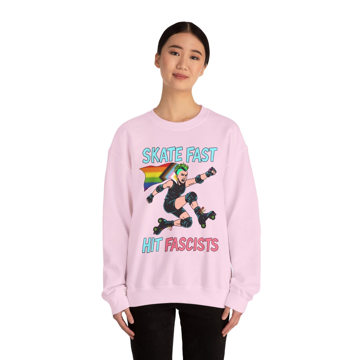 Skater Punk Sweatshirt with Progressive Pride Flag Cape - Crewneck
