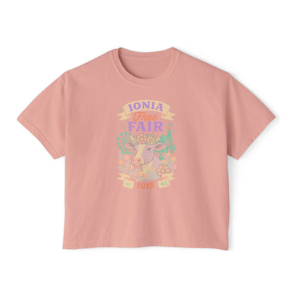 Vintage Ionia Free Fair Women's Boxy Tee, Casual Summer T-Shirt, Graphic Tee, Festival Shirt, Gift for Her