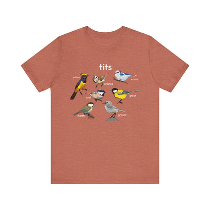 Bird Lover Tee Tits with Vintage Bird Illustrations, Nature Enthusiast Shirt, Gift for Birdwatchers, Eco-Friendly Fashion, Cute Graphic Tee,