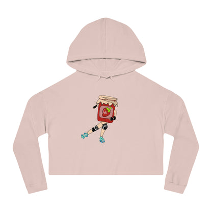 Strawberry Jammer Women Cropped Hooded Sweatshirt