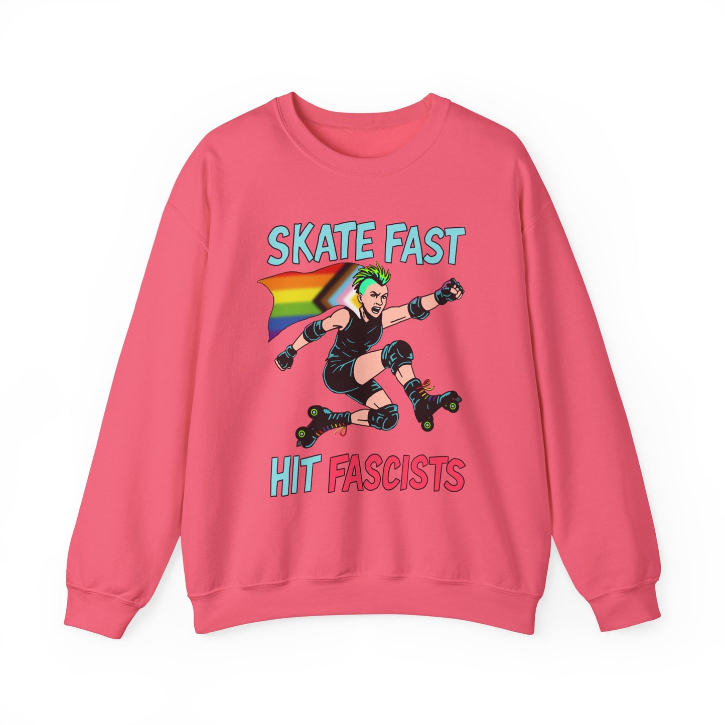 Skater Punk Sweatshirt with Progressive Pride Flag Cape - Crewneck