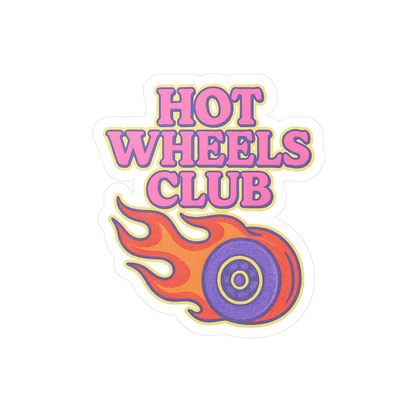 Vinyl Decal - Hot Wheels Club Wheel on Fire Roller Derby Sticker