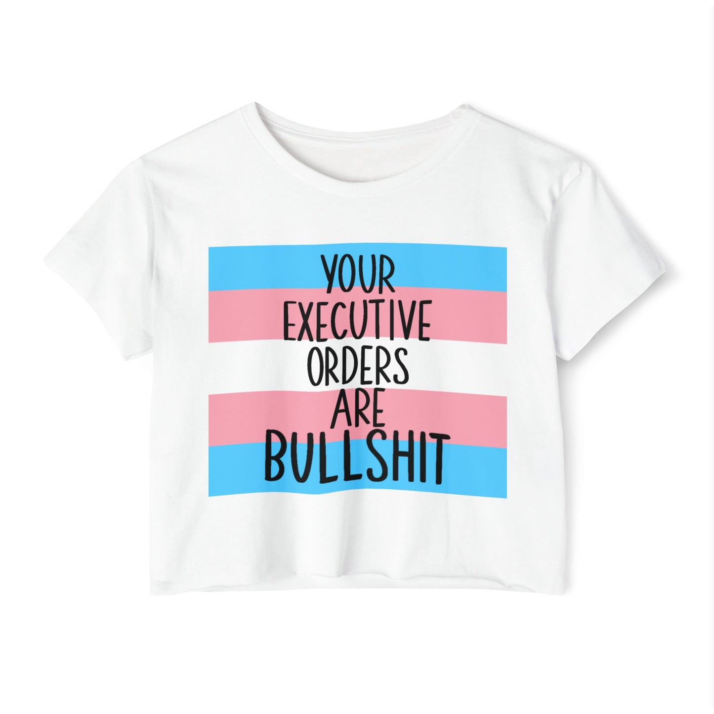 EO Bull Crop Top Trans Flag LGBTQ+ Pride Apparel, Fun Summer Top, Casual Wear, Empowerment Shirt, Music Festival Outfit