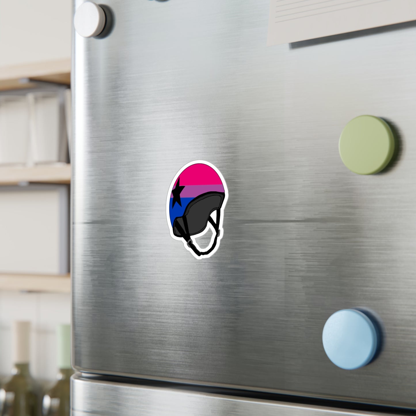 Bisexual Jammer LGBTQ+ Pride Helmet Vinyl Decals, Colorful Stickers for Bikers, Perfect for Gear, Car Windows, or Skateboards, LGBTQ Gifts