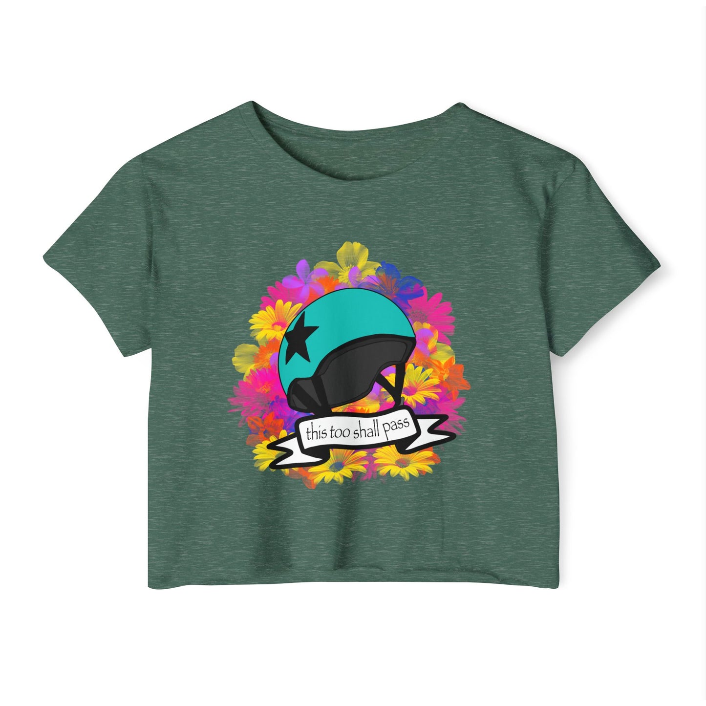 Derby Jammer Crop Top This Too Shall Pass' Floral Design, Star Pass Summer Vibes, Perfect for Concerts, Weekend Getaways, Gift for Her