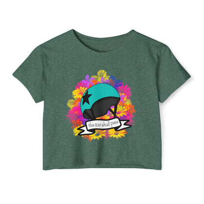 Derby Jammer Crop Top This Too Shall Pass' Floral Design, Star Pass Summer Vibes, Perfect for Concerts, Weekend Getaways, Gift for Her