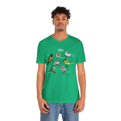 Bird Lover Tee Tits with Vintage Bird Illustrations, Nature Enthusiast Shirt, Gift for Birdwatchers, Eco-Friendly Fashion, Cute Graphic Tee,