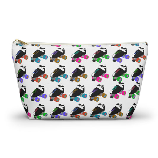 White Skate Bout Day Pouch, Makeup Bag, Travel Organizer, Holiday Gift, Fashion Pouch, Kid's Gift, Fun Clutch