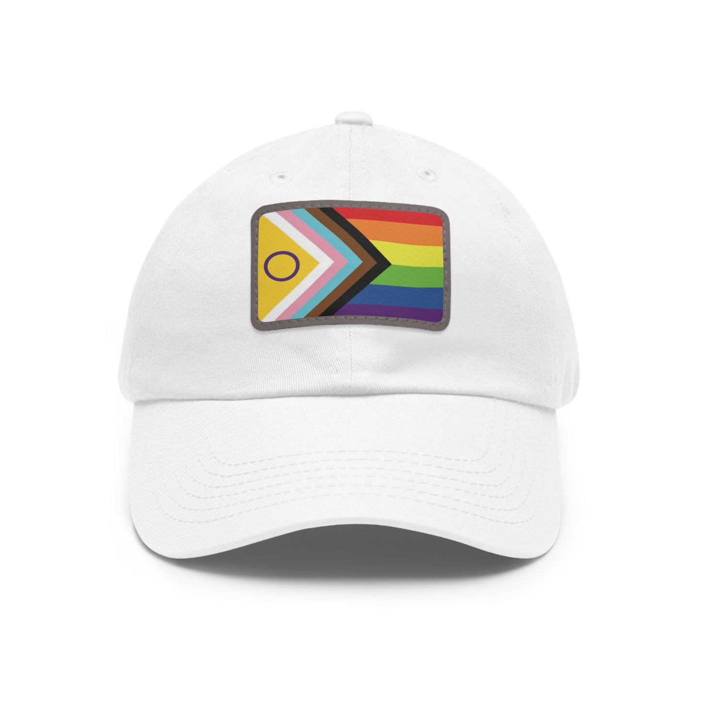 Inclusive Gay Pride Dad Hat with Leather Patch, Pride Hat, LGBTQ+ Gift, Casual Wear, Adjustable Cap, Summer Sun Hat