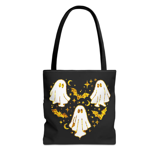Spooky Ghost Heart Tote Bag - Perfect for Halloween, Trick or Treat, Gift for Kids, Witchy Vibes, Cute Accessory